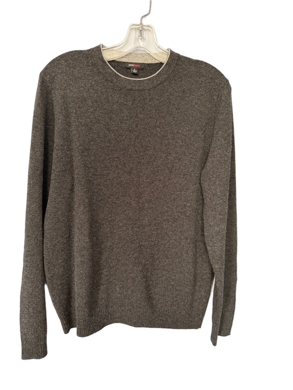 Postmarc Men’s Charcoal 100% Wool Crew Neck Sweater Size Small Lightweight Knit